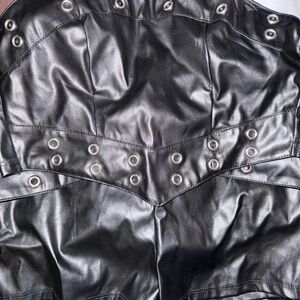 Womens Black Leather Two piece